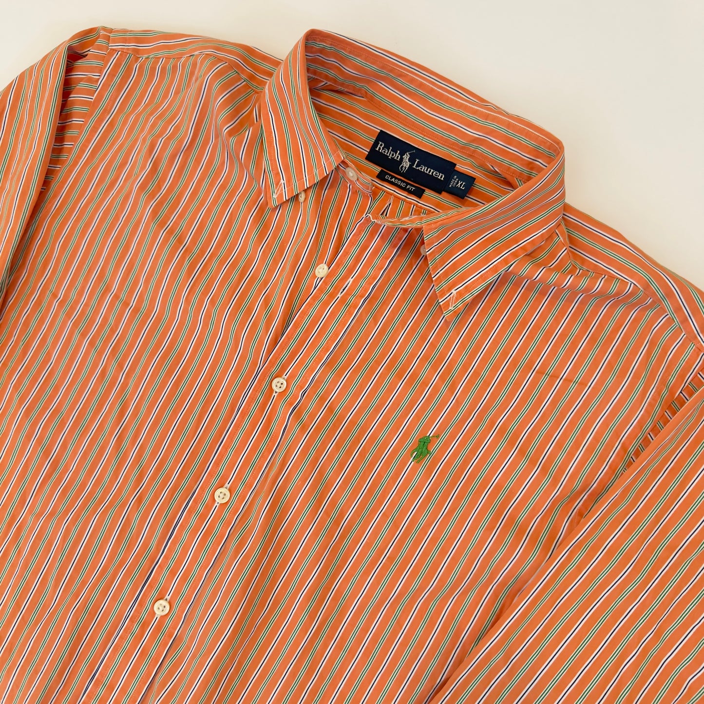 Camisa Ralph Lauren Naranja Rayas (XL)