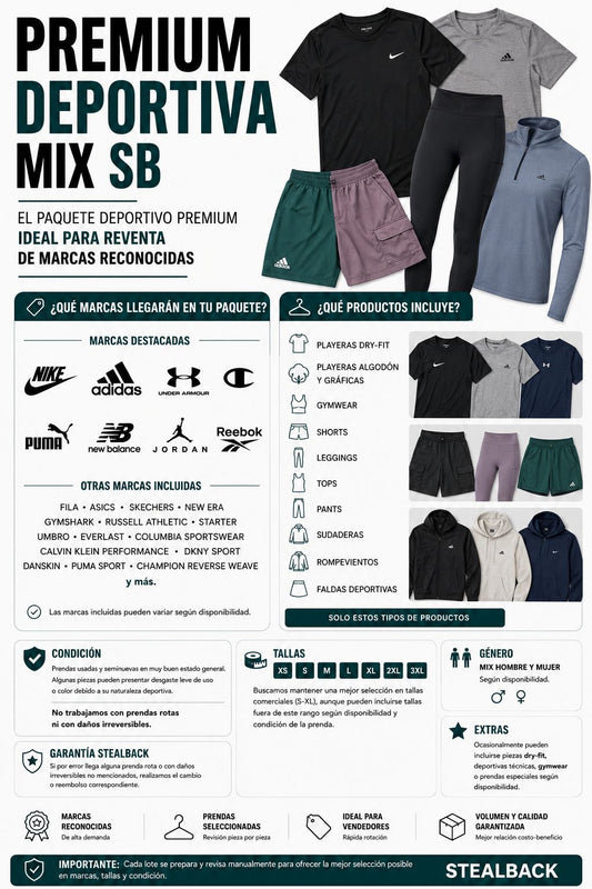 Mix Deportivo Premium | Mayoreo de Ropa Seminueva  | Envío incluido a todo México