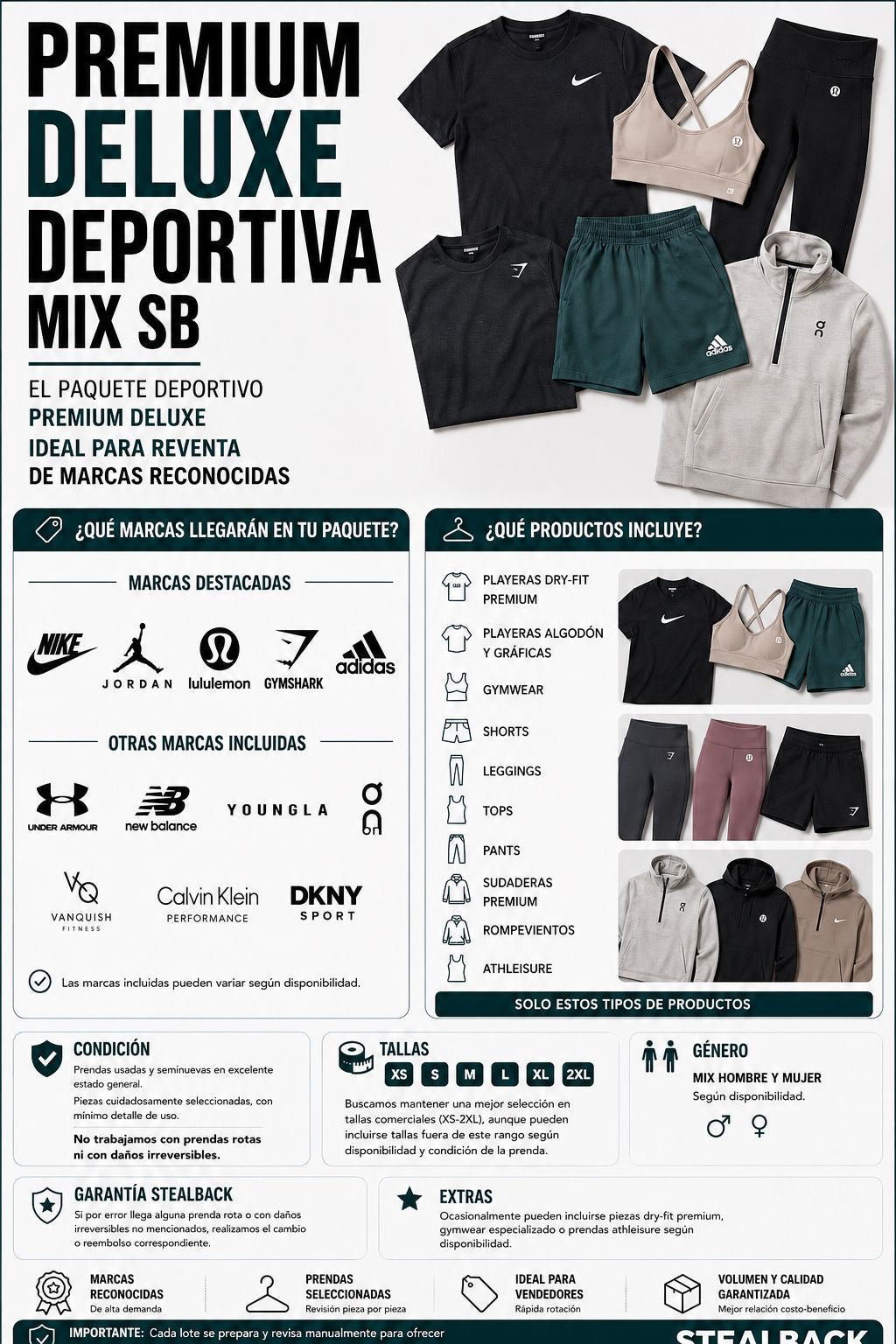 Mix Deportivo Deluxe | Mayoreo de Ropa Seminueva  | Envío incluido a todo México