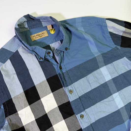 Camisa Burberry  Monograma Azul Celeste  (L)