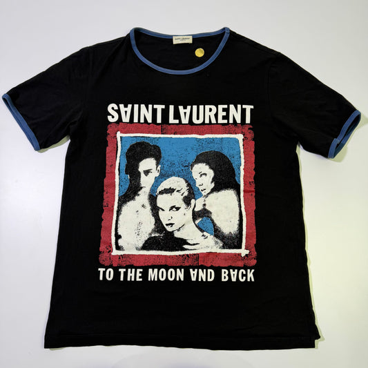 Playera Saint Laurent Negra TO THE MOON AND BACK (S)