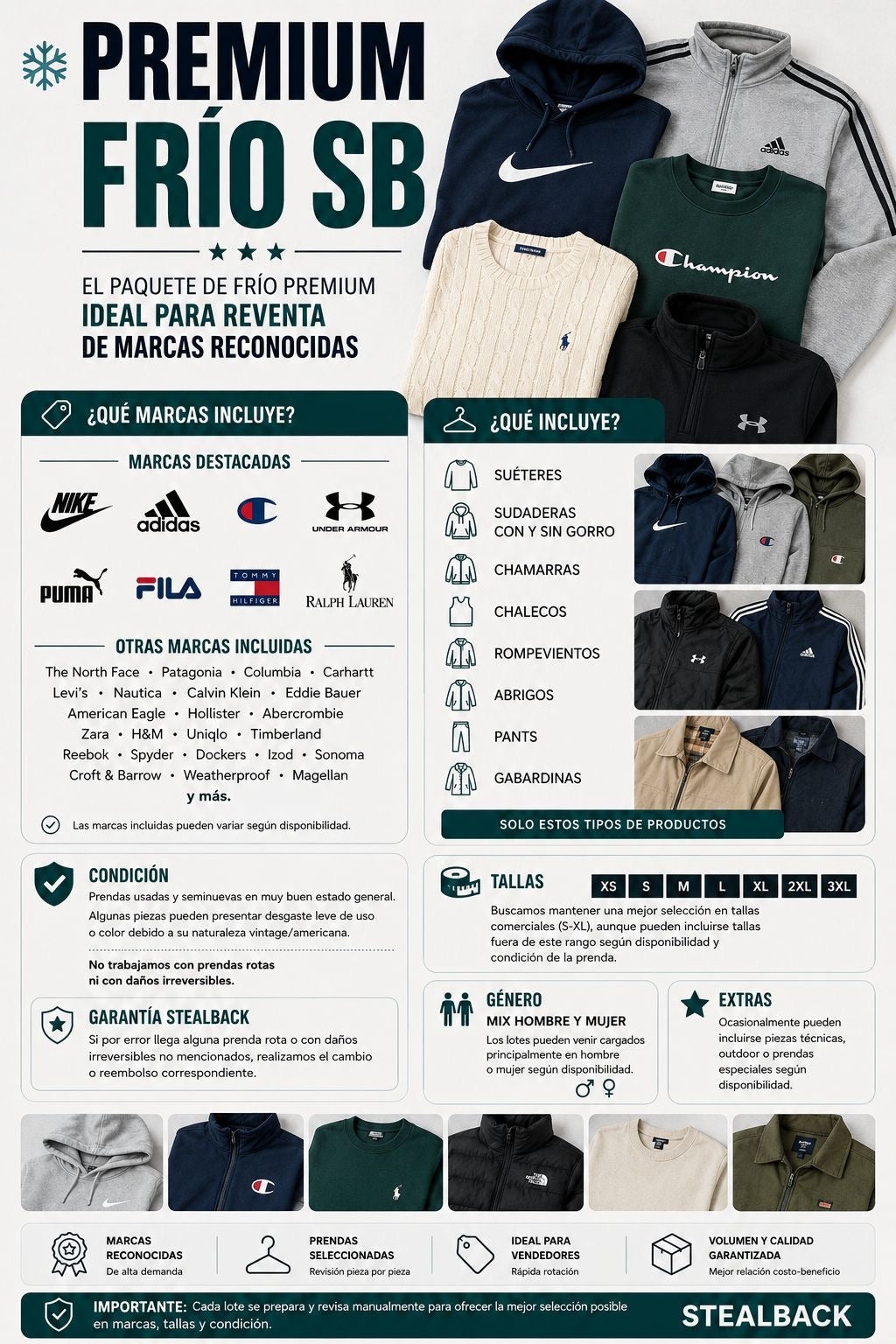 Mix Frio Premium | Mayoreo de Ropa Seminueva  | Envío incluido a todo México