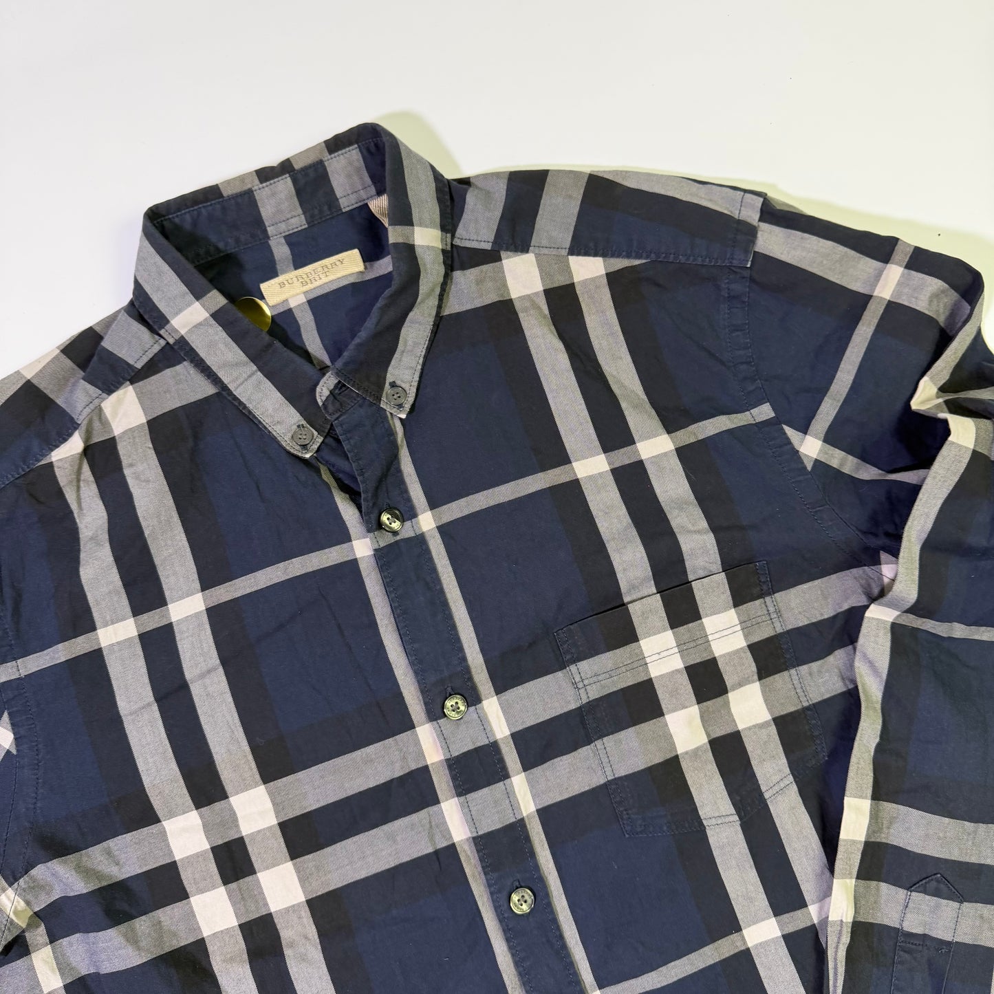 Camisa Burberry  Monograma Azul (M)